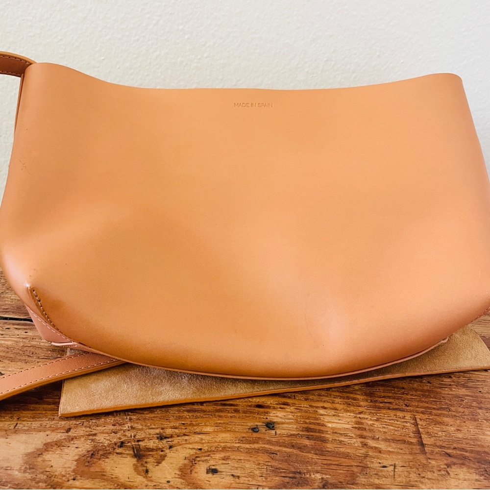 Janessa Leone Joan Suede & Leather Crossbody Satchel Bag -Camel Nude/ Tan Peach - Picture 10 of 10
